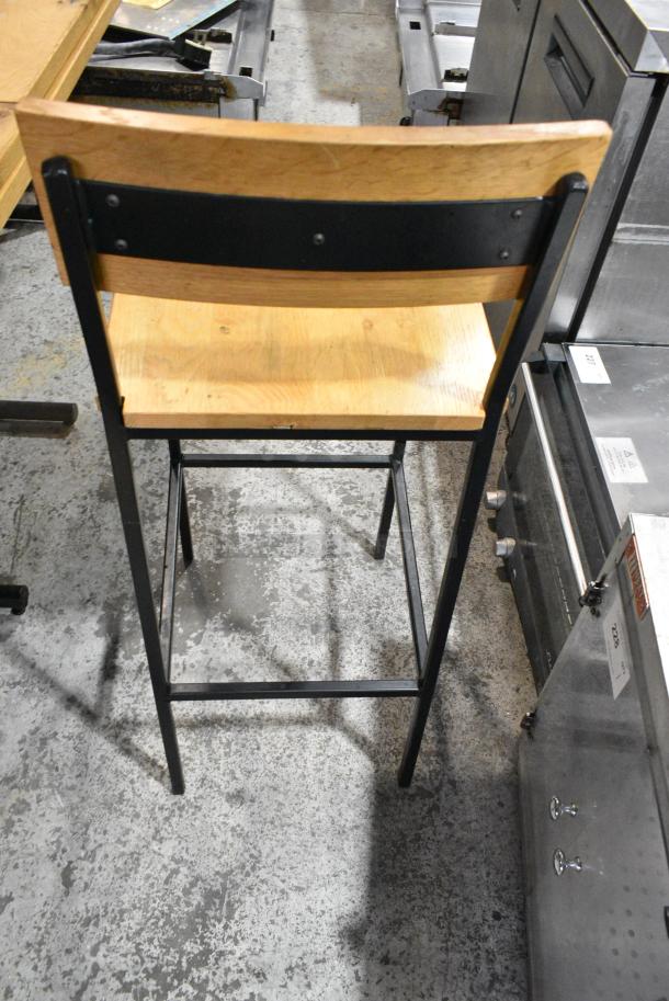 10 Wooden Bar Height Chair on Black Metal Frame. 10 Times Your Bid! - Image 5 of 5