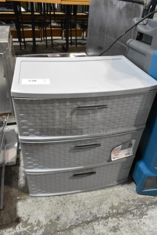 BRAND NEW SCRATCH AND DENT! Sterilite Wave Gray 3 Drawer Unit.