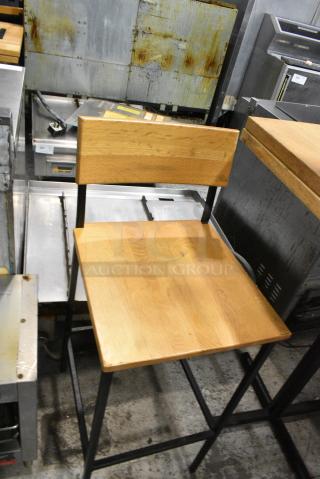 2 Wooden Bar Height Chair on Metal Frame. 2 Times Your Bid!