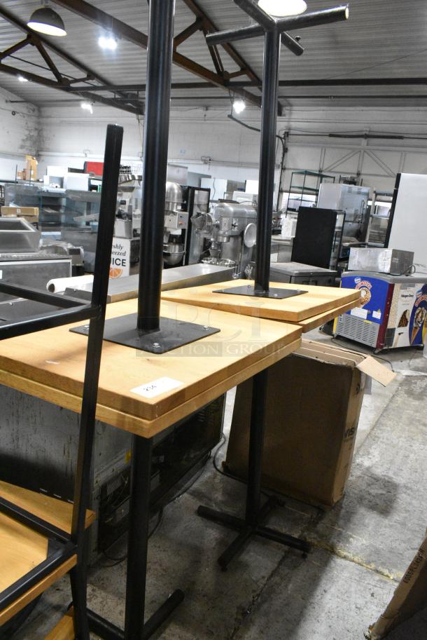 4 Butcher Block Wooden Bar Height Table on Metal Table Base. 4 Times Your Bid! - Image 2 of 4