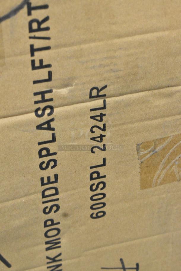 BRAND NEW SCRATCH AND DENT! Regency 600SPL2424LR 15" High Stainless Steel Three-Sided Splash for 24" x 24" Mop Sink - Image 2 of 2