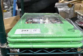 4 BRAND NEW SCRATCH AND DENT! San Jamar CB121812GN Cut-N-Carry® 18" x 12" x 1/2" Green Cutting Board with Hook. 4 Times Your Bid!