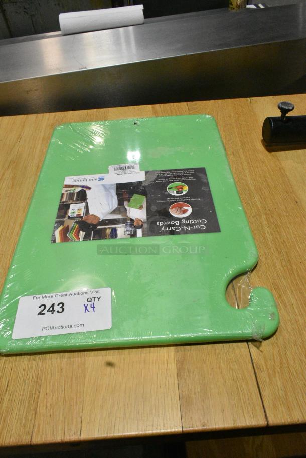 4 BRAND NEW SCRATCH AND DENT! San Jamar CB121812GN Cut-N-Carry® 18" x 12" x 1/2" Green Cutting Board with Hook. 4 Times Your Bid! - Image 2 of 3
