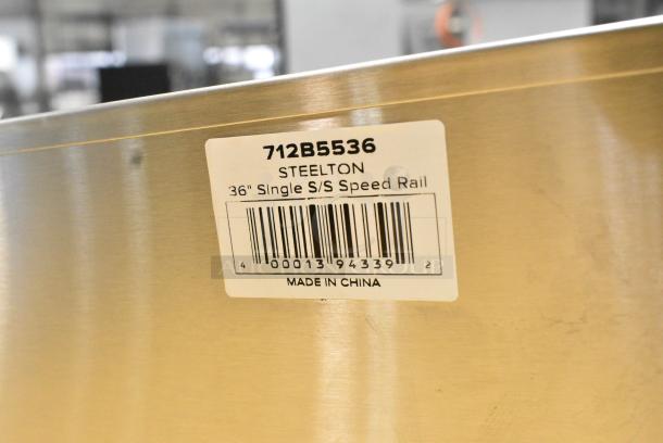 BRAND NEW SCRATCH AND DENT! Steelton 712B5536 Stainless Steel Single Tier Speed Rail - 36" - Image 4 of 4