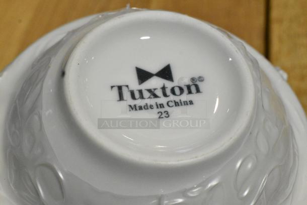 BRAND NEW SCRATCH AND DENT! Box of 36 Tuxton TNR-011 Nevada 3.5 oz. Eggshell Narrow Rim China Fruit Dish - 36/Case - Image 4 of 6