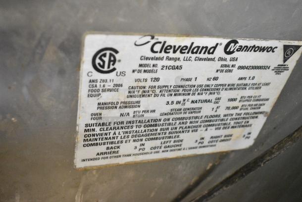 Cleveland 21CGA5 Stainless Steel Commercial Natural Gas Powered Single Deck Steam Cabinet. 70,000 BTU. - Image 8 of 8
