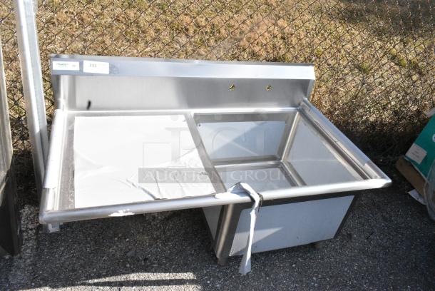 BRAND NEW SCRATCH AND DENT! Regency 600S1242424L Stainless Steel Single Bay Sink w/ Left Side Drain Board. No Legs. - Image 1 of 6