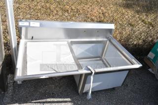 BRAND NEW SCRATCH AND DENT! Regency 600S1242424L Stainless Steel Single Bay Sink w/ Left Side Drain Board. No Legs.