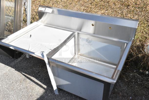 BRAND NEW SCRATCH AND DENT! Regency 600S1242424L Stainless Steel Single Bay Sink w/ Left Side Drain Board. No Legs. - Image 3 of 6