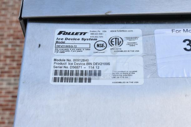 Follett DEV2100SG-72 Stainless Steel Commercial Ice Bin - Image 8 of 8
