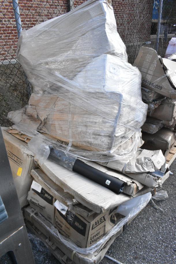 13 BRAND NEW SCRATCH AND DENT! Items Including 66AWLPTFOLDMC Lavex White Multifold Plastic Paper Towel Dispenser, ServIt 423ST4ASG Angled Sneeze Guard for 4-Pan Steam Tables, Flash Furniture Hercules Series DC-HY3410L-GRY-GG Adjustable Gray Bath and Shower Chair, 66AWLPTLEVR Lavex White Lever-Activated Paper Towel Dispenser, 66AWLPTPULL Lavex White Self-Adjusting Center Pull Paper Towel Dispenser, BM176DB18266. 13 Times Your Bid! - Image 2 of 9