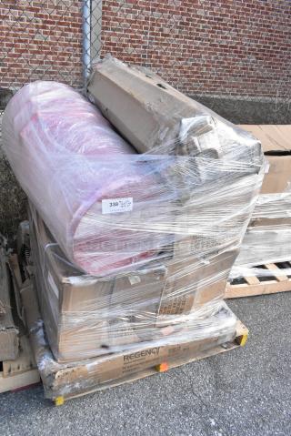 8 BRAND NEW SCRATCH AND DENT! Items Including 460EC3648 Regency 36" x 48" NSF Chrome Wire Shelf, Red Trash Cans. 8 Times Your Bid!