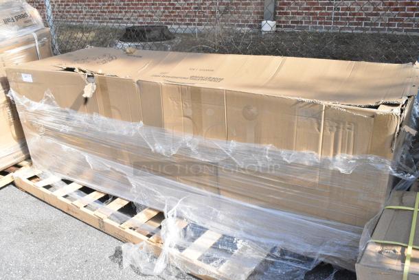 BRAND NEW SCRATCH AND DENT! Regency 600EBT3096D 30" x 96" 16 Gauge Type 304 Stainless Steel Enclosed Base Table with Sliding Doors and Adjustable Midshelf - Image 2 of 3