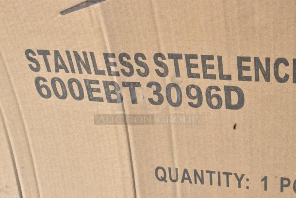 BRAND NEW SCRATCH AND DENT! Regency 600EBT3096D 30" x 96" 16 Gauge Type 304 Stainless Steel Enclosed Base Table with Sliding Doors and Adjustable Midshelf - Image 3 of 3