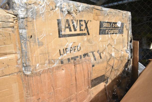 15 BRAND NEW SCRATCH AND DENT! Items Including 384YCZ60RDBF Lancaster Table & Seating 60" Round Heavy-Duty Granite White Plastic Bi-Folding Table, 600PRW36ELKD Regency 38 Pan End Load Wire Bun / Sheet Pan Rack - Unassembled, 522SG3048 Steelton 30" x 48" 18-Gauge Stainless Steel Equipment Stand with Undershelf and Galvanized Legs. 15 Times Your Bid! - Image 7 of 8