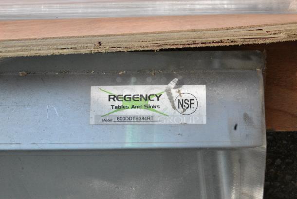 BRAND NEW IN CRATE! Regency 600DDTS384RT 16-Gauge 7' Soiled / Dirty Dish Table with 3-Compartment Sink - 16" x 20" x 14" Bowls - Right Drainboard. No Legs. - Image 4 of 4