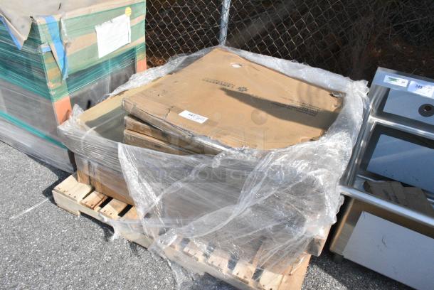 7 BRAND NEW SCRATCH AND DENT! Items Including 5 16430RTFBAW Lancaster Table & Seating 30" Round Thermo-Formed MDF Table Top with Barnwood Finish, 600ES3048S Regency 30" x 48" 16-Gauge Stainless Steel Equipment Stand with Undershelf. 7 Times Your Bid! - Image 3 of 8