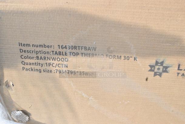 7 BRAND NEW SCRATCH AND DENT! Items Including 5 16430RTFBAW Lancaster Table & Seating 30" Round Thermo-Formed MDF Table Top with Barnwood Finish, 600ES3048S Regency 30" x 48" 16-Gauge Stainless Steel Equipment Stand with Undershelf. 7 Times Your Bid! - Image 4 of 8