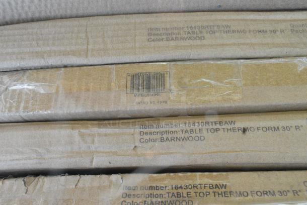 7 BRAND NEW SCRATCH AND DENT! Items Including 5 16430RTFBAW Lancaster Table & Seating 30" Round Thermo-Formed MDF Table Top with Barnwood Finish, 600ES3048S Regency 30" x 48" 16-Gauge Stainless Steel Equipment Stand with Undershelf. 7 Times Your Bid! - Image 5 of 8