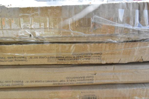 7 BRAND NEW SCRATCH AND DENT! Items Including 5 16430RTFBAW Lancaster Table & Seating 30" Round Thermo-Formed MDF Table Top with Barnwood Finish, 600ES3048S Regency 30" x 48" 16-Gauge Stainless Steel Equipment Stand with Undershelf. 7 Times Your Bid! - Image 6 of 8