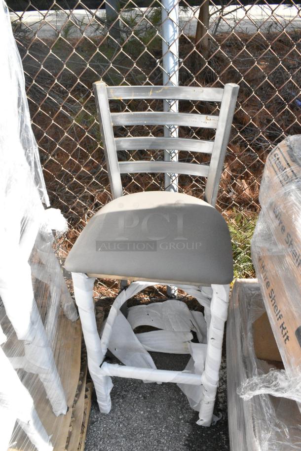 2 BRAND NEW SCRATCH AND DENT! 164BMTLADCFR Gray Metal Bar Height Chairs. 2 Times Your Bid! - Image 1 of 5