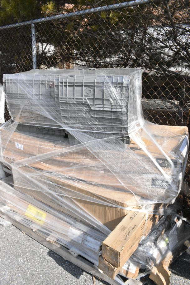 10 BRAND NEW SCRATCH AND DENT! Items Including 600DI3141620 Regency 14" x 16" x 10" 20 Gauge Stainless Steel Three Compartment Drop-In Sink, 164TCOLRD437 Lancaster Table & Seating 37 1/2" x 4" Bar Height Table Base Column and Rod, 465B1872KE5 Steelton 18" x 72" NSF Black Epoxy 5-Shelf Kit with 72" Posts. 10 Times Your Bid! - Image 2 of 9