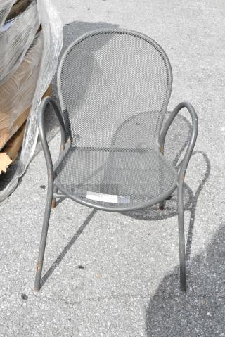 11 Black Metal Mesh Patio Arm Chair. 11 Times Your Bid!