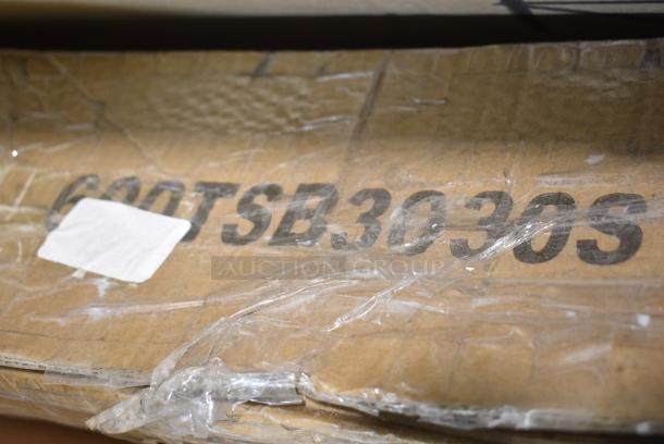 BRAND NEW SCRATCH AND DENT! Regency 600TSB3030S 30" x 30" 16-Gauge Stainless Steel Commercial Work Table with 4" Backsplash and Undershelf - Image 3 of 3