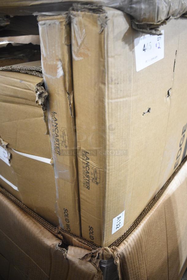 2 BRAND NEW SCRATCH AND DENT! Items Including Lancaster Table & Seating 3493048ANTMA Industrial 30" x 48" Solid Wood Live Edge Table Top with Rustic Mahogany Finish. 2 Times Your Bid! - Image 1 of 3