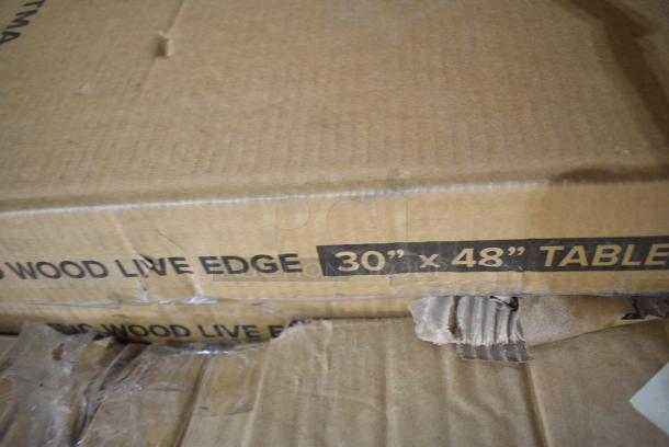 2 BRAND NEW SCRATCH AND DENT! Items Including Lancaster Table & Seating 3493048ANTMA Industrial 30" x 48" Solid Wood Live Edge Table Top with Rustic Mahogany Finish. 2 Times Your Bid! - Image 2 of 3