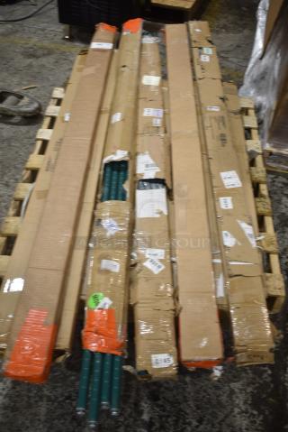 7 BRAND NEW SCRATCH AND DENT! Boxes of 4 Regency 460EBPC64 64" NSF Black Epoxy Mobile Shelving Post. 7 Times Your Bid!