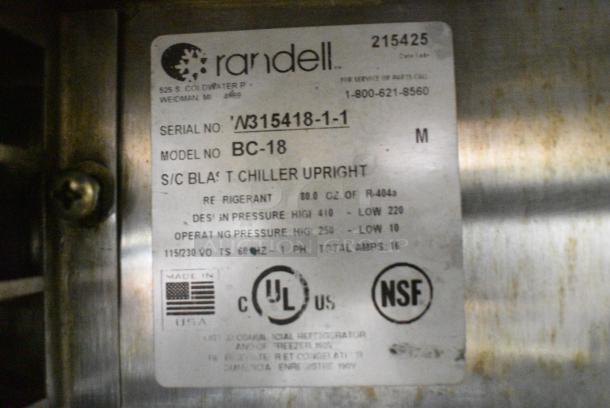Randell BC-18 Stainless Steel Commercial Blast Chiller w/ 4 Probes. 115/230 Volts, 1 Phase. - Image 6 of 6