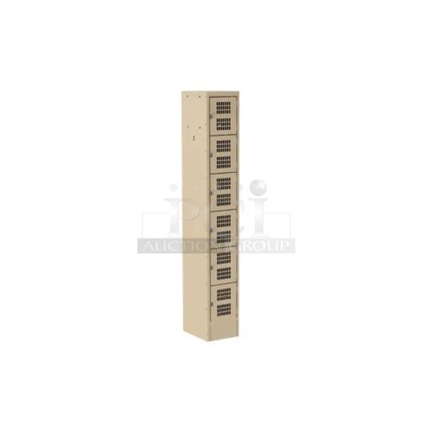 BRAND NEW! Choice Equipment Commercial Powder Coated Heavy Duty Steel 6-Tier Single Column Employee Locker! With Perforated Doors! Model: EL-6-12-1-P-T! - Image 1 of 1