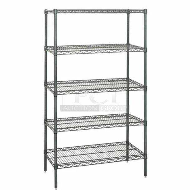 BRAND NEW! Quantum Storage Commercial Proform Green Epoxy Finished Heavy-Duty 5-Tier Walk-In Cooler/Freezer Wire Shelving Starter Kit! With 600-800 Lb. Capacity!  Model: WR86-2448P-5! 2X Your Bid! - Image 1 of 1