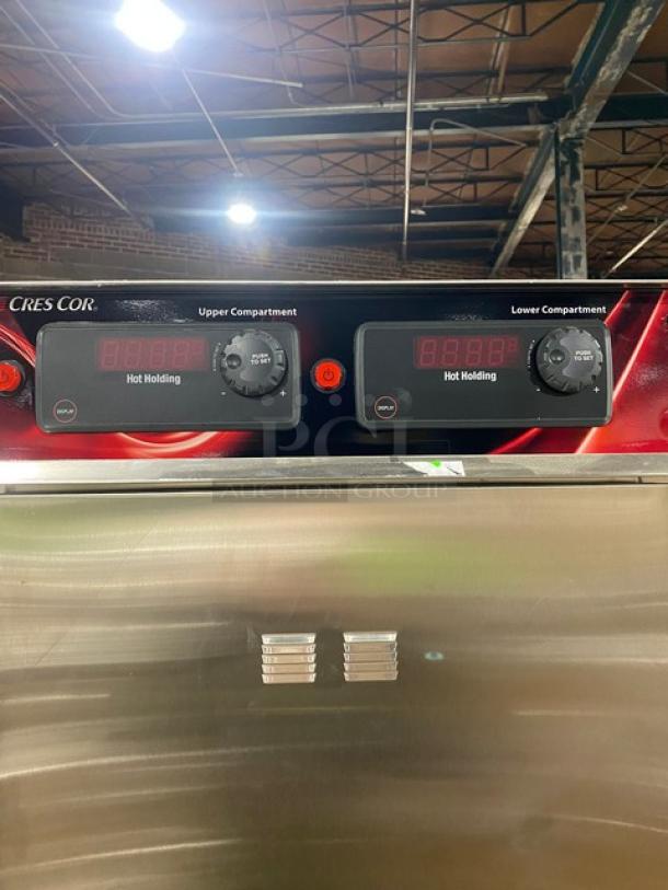 NEW! SCRATCH-N-DENT! Cres-Cor Commercial Stainless Steel Electric Powered Insulated Half-Door Full Height Heated Holding/Proofing Cabinet! With Deluxe Upper & Lower Compartment Controls! With Built In Pan Holding Racks! Model: 1000-HH-SS-2DX SN: HCC-J000642961-002! 120V 1 Phase! On Casters! - Image 8 of 11