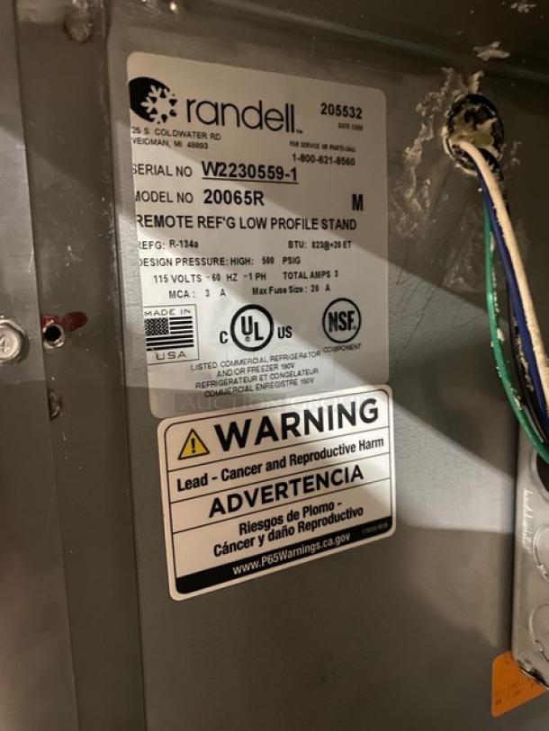 NEW! SCRATCH-N-DENT! Randell Commercial Stainless Steel Self Contained 4 Drawer Refrigerated Chef Base/Equipment Stand! Model: 20065R SN: W2230559-1! 115V 1 Phase! On Legs! - Image 7 of 8
