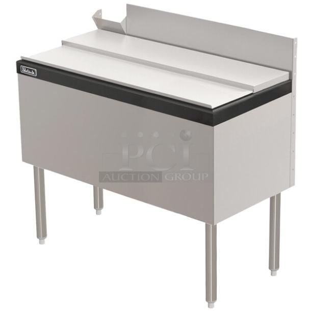 BRAND NEW! Perlick Commercial Stainless Steel 42" Free Standing Ice Chest! With 10-Circuit Cold Plate! With 6" Extended Backsplash & 1" Return! Model: TS42IC10! On Adjustable Bullet Feet Legs! With Perlick Commercial Stainless Steel Underbar/Add-On Soda Gun Filler Section! With 6" Soda Manifold Housing! Model: TS6SGB! ALL ONE MONEY! - Image 1 of 2