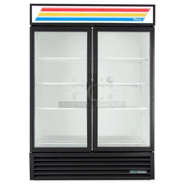 LIKE NEW! True! 2021 Late Model! Commercial Black Double Glass Swing Door Reach In Merchandiser Refrigerator! Model: GDM-49! - Image 1 of 1