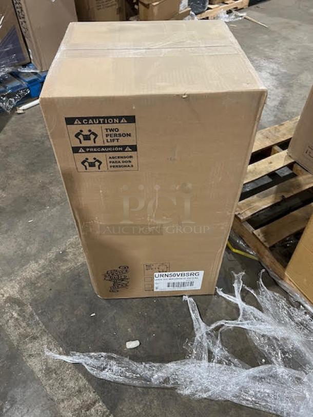 BRAND NEW! Service Ideas Commercial Brushed Stainless Steel Vacuum Insulated 5 Gal. Flame-Free Thermo-Urn! With Handles & Dome Lid! Model: URN50VBSRG! On Regal Style Base Legs! - Image 4 of 5