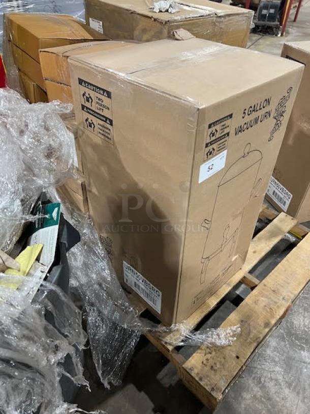 BRAND NEW! Service Ideas Commercial Brushed Stainless Steel Vacuum Insulated 5 Gal. Flame-Free Thermo-Urn! With Handles & Dome Lid! Model: URN50VBSRG! On Regal Style Base Legs! - Image 4 of 5