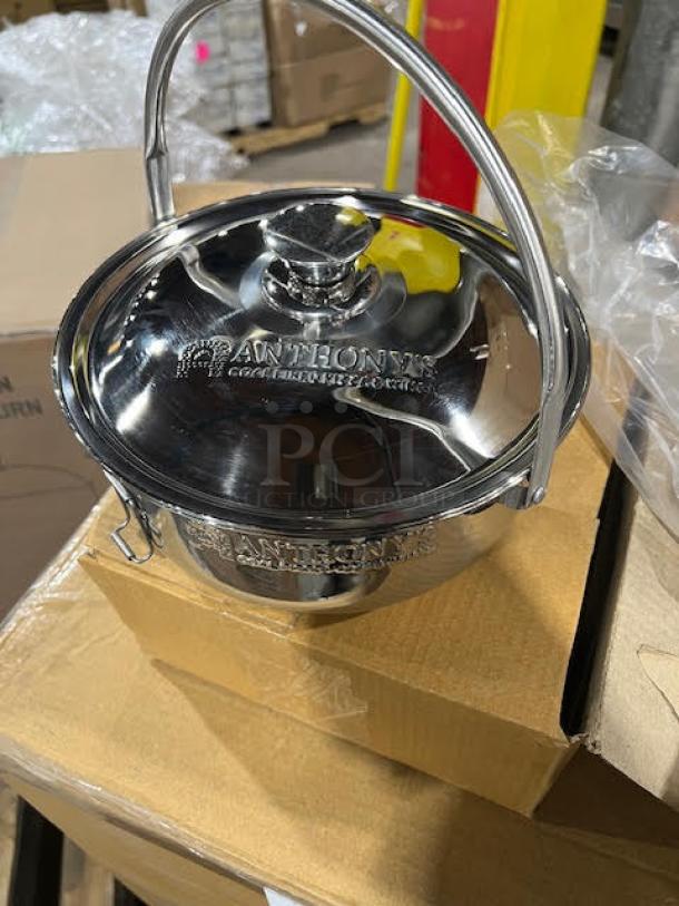 BRAND NEW! Anthony's Coal Fired Pizza Style Commercial Stainless Steel Meatball Pot! With Lid/Cover & Pail-Like Handle! Model: APAN-01! 28X Your Bid! - Image 2 of 6