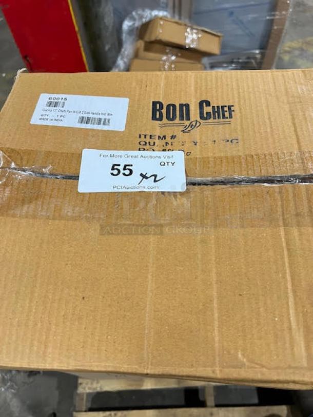 BRAND NEW! Bon Chef Cucina Series Commercial Stainless Steel Induction Bottom 12" Chef's Pan! With Lid & Side Handles! Model: 60015! 2X Your Bid! - Image 2 of 5