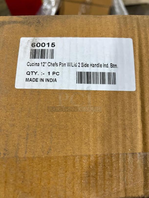 BRAND NEW! Bon Chef Cucina Series Commercial Stainless Steel Induction Bottom 12" Chef's Pan! With Lid & Side Handles! Model: 60015! 2X Your Bid! - Image 4 of 5