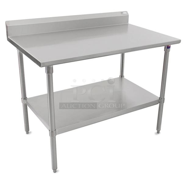 NEW! SCRATCH-N-DENT! John Boos Commercial Stainless Steel Work/Prep Table! With 5" Back Splash! With Single Undershelf! Model: ST6R5-3036SSK! On Adjustable Bullet Feet Legs! - Image 1 of 1