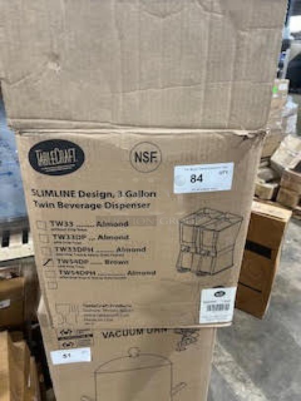 BRAND NEW! Tablecraft Slimline Series Commercial Almond Brown Countertop Twin Beverage/Juice Dispenser! With Two 3 Gal. Side-By-Side Reservoirs! Model: TW54DP! - Image 5 of 5