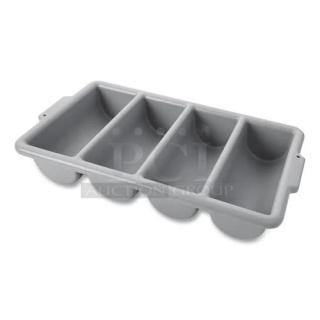 BRAND NEW! Rubbermaid Commercial Gray 4-Compartmnet Cutlery Organizing Bin! Model: FG336200GRAY! 4X Your Bid!