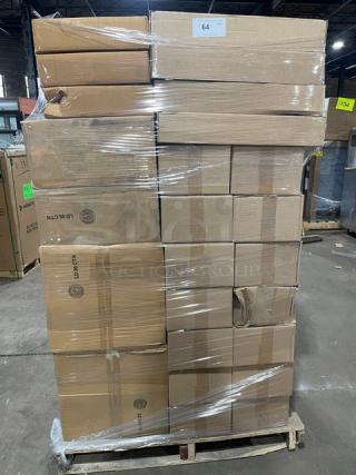 BRAND NEW! MIXED PALLET! Mauviel M'COOK Series Commercial Stainless Steel Heavy-Duty 11.8" 5-Ply Frying Pans! With Cast Stainless Steel Handle! Model: 521330! With Micropak Commercial Clear 8 Oz. Clamshell Hinged Food Containers! Model: MP08! With Bundles Of Cardboard Boxes! With Commercial Disposable Bending Straws! & More! ALL NEW IN THE BOX! 34X Your Bid!