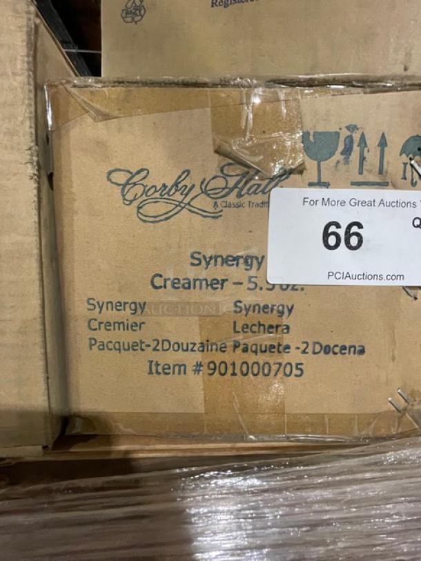 BRAND NEW! MIXED PALLET! Corby Hall Synergy Series Commercial 5.5 Oz. Creamers! Model: 901000705! With Corby Hall Synergy Series Commercial Porcelain White 9" Round Rim Soup Bowls! Model: 901000360! With Churchill China Commercial White 8" Oval Dinner Platters/Plates! With Bundles Of Cardboard Boxes! & More! ALL NEW IN THE BOX! 19X Your Bid! - Image 6 of 7