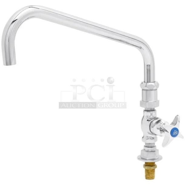 BRAND NEW! T & S Brass Commercial Chrome Plated Deck-Mounted Single Pantry Faucet! With 12" Big-Flo Swing Nozzle & Plain End Outlet! Model: B-0296! - Image 1 of 4