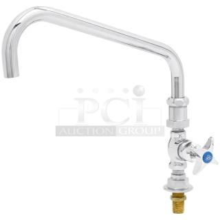BRAND NEW! T & S Brass Commercial Chrome Plated Deck-Mounted Single Pantry Faucet! With 12" Big-Flo Swing Nozzle & Plain End Outlet! Model: B-0296!